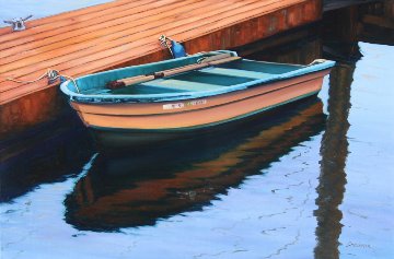 Dock At Morro Bay 2009 24x36 Original Painting - Tom Swimm Dock At Morro Bay 2009 24x36 Original Painting - Tom Swimm