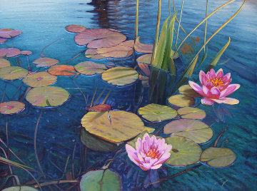 Floating Colors 2016 36x48 Original Painting - Tom Swimm Floating Colors 2016 36x48 Original Painting - Tom Swimm