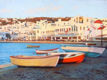 Last Light in Myknonos 2015 30x40 - Greece Original Painting - Tom Swimm Last Light in Myknonos 2015 30x40 - Greece Original Painting - Tom Swimm