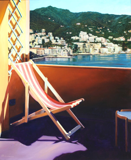Rapallo Harbor View 2014 30x30 Original Painting by Tom Swimm