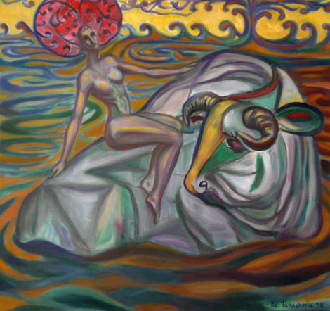 Rape of Europa 1990 Original Painting - Edward Tabachnik