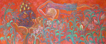 Flying in Red 1989 26x69 Original Painting - Edward Tabachnik Flying in Red 1989 26x69 Original Painting - Edward Tabachnik