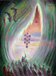 Crossing The Red Sea 2010 34x24 Original Painting - Edward Tabachnik