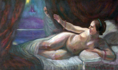 Danae 2010 22x36 Original Painting - Edward Tabachnik