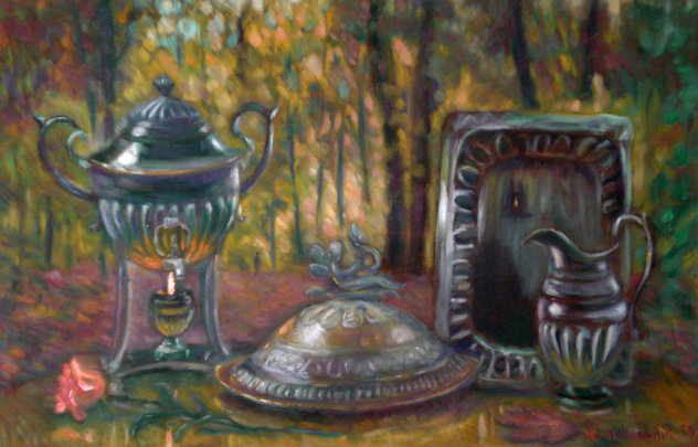Supper in the Forest 1999 22x34 Original Painting by Edward Tabachnik