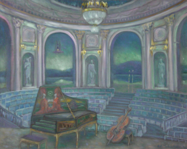 Concert in Hermitage Theater 31x40 - Moscow Russia Original Painting by Edward Tabachnik