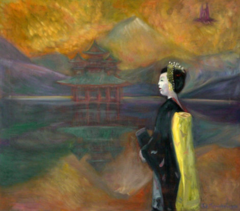 Memory of Japan - Geisha 2008 32x36 Original Painting - Edward Tabachnik