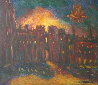 Windsor Palace in Flames 1994 28x12 Original Painting by Edward Tabachnik - 1