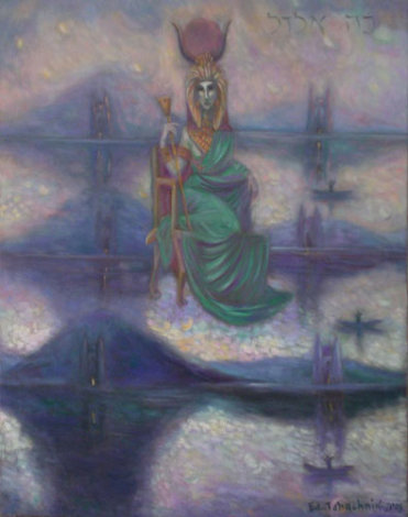 Hathor, The Goddess that Gave Birth to the Universe 2006 38x30 Original Painting - Edward Tabachnik