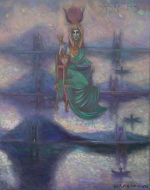 Hathor, The Goddess that Gave Birth to the Universe 2006 38x30 Original Painting by Edward Tabachnik