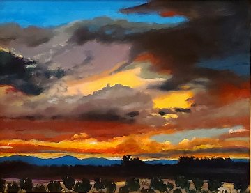 Multicolored Sky 2019 21x25 Original Painting - Jeff Tabor Multicolored Sky 2019 21x25 Original Painting - Jeff Tabor