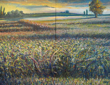 Green Hill Diptych 2003 37x49 Original Painting - Jeff Tabor Green Hill Diptych 2003 37x49 Original Painting - Jeff Tabor