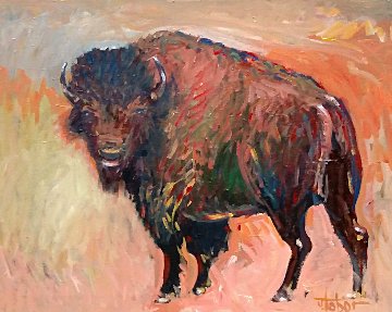 American Bison 2015 31x37 Original Painting - Jeff Tabor American Bison 2015 31x37 Original Painting - Jeff Tabor