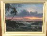 Last Light Across the Horizon 1990 42x52 Huge - Hawaii - Koa Wood Frame Original Painting by Roy Tabora - 1