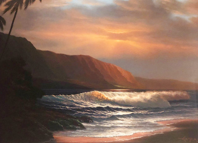 A Summer Days Glow 1986 - Signed Twice - Koa Frame Limited Edition Print by Roy Tabora