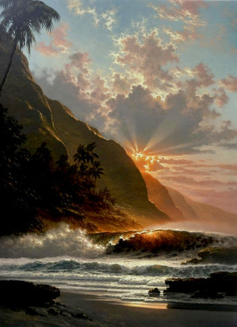 Behold the Summer Sun 48x38 - Huge - Hawaii - Koa Frame Limited Edition Print - Roy Tabora