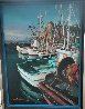 Untitled Harbor Scene 1982 14x10 Original Painting by Roy Tabora - 1