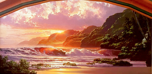 Renaissance 2010 Embellished Giclee Canvas -  Huge 32x56 - Koa Frame - Hawaii - Signed Twice Limited Edition Print by Roy Tabora