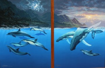 Return to Paradise Diptych (Sunset Sojourn, and Moonlit Rendezvous) AP 2002 45x64 Limited Edition Print - Roy Tabora Return to Paradise Diptych (Sunset Sojourn, and Moonlit Rendezvous) AP 2002 45x64 Limited Edition Print - Roy Tabora