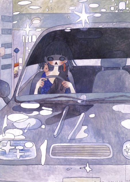 Drive With a Night Dog Limited Edition Print by Aya Takano