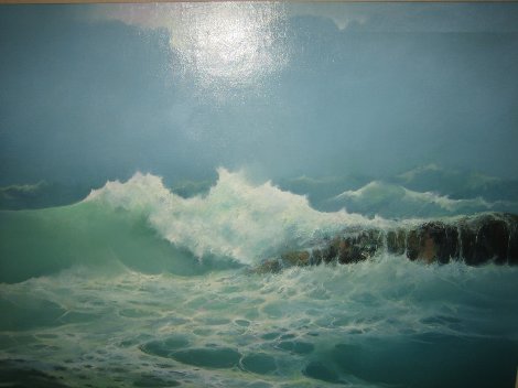 High Surf 1983 51x43 Huge Original Painting - Seikichi Takara
