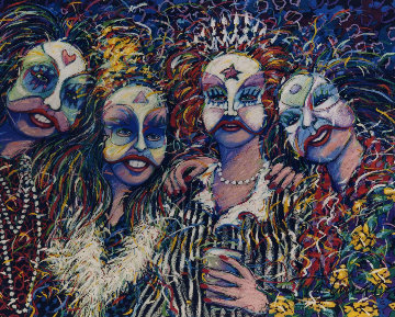Mardi Gras Revelers Pastel 1990 35x43 Works on Paper (not prints) - James Talmadge Mardi Gras Revelers Pastel 1990 35x43 Works on Paper (not prints) - James Talmadge