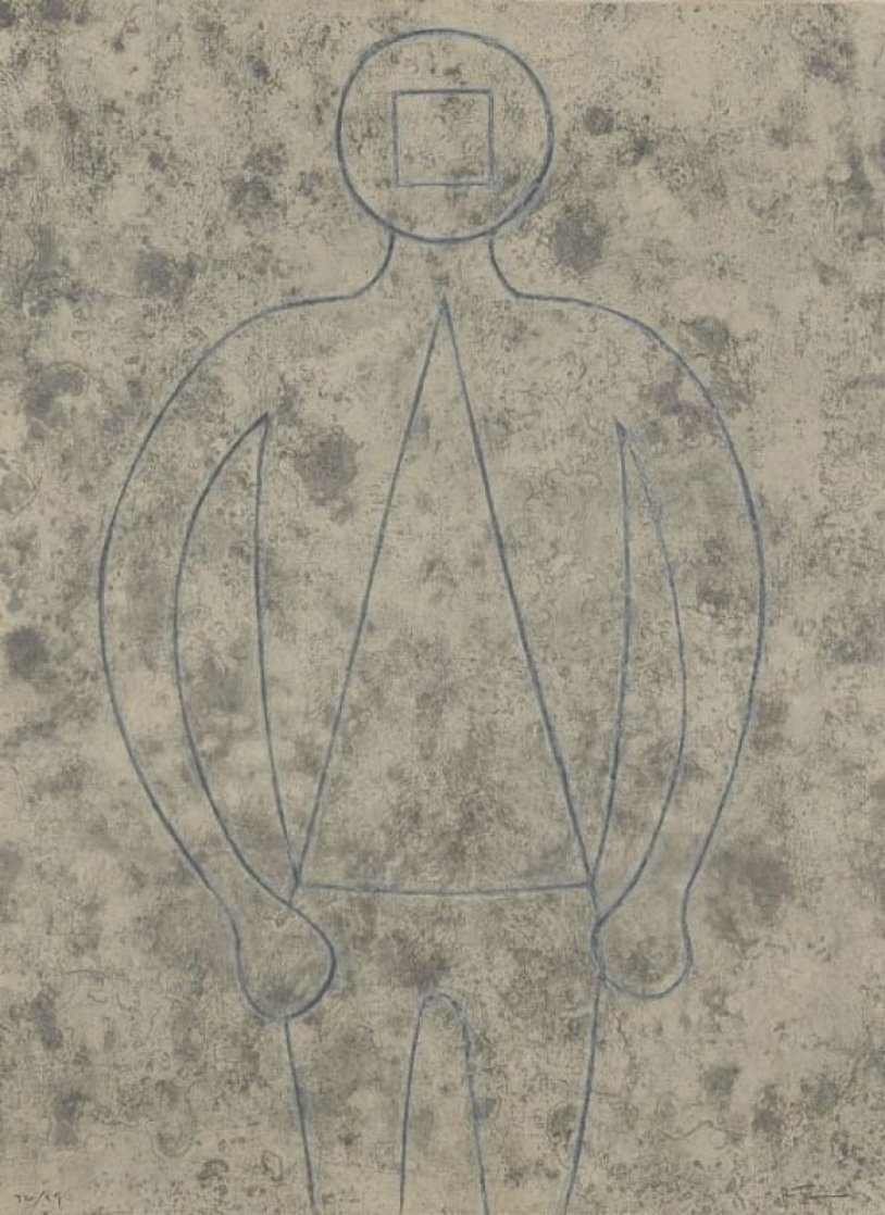 Figura De Hombre En Azul Con Fondo Gris 1979 Limited Edition Print by Rufino Tamayo Figura De Hombre En Azul Con Fondo Gris 1979 Limited Edition Print by Rufino Tamayo