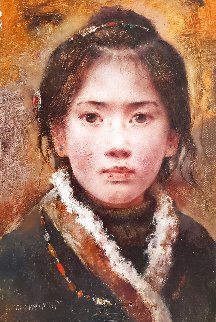 Longshan Girl: Betrothed 12x8 Original Painting - Tang Wei Min