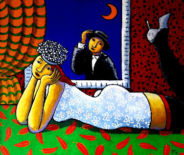 Half Moon 2006 41x49 Super Huge Original Painting - Jacques Tange Half Moon 2006 41x49 Super Huge Original Painting - Jacques Tange