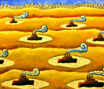 Waiting For Rain 1996 41x56 Original Painting - Jacques Tange Waiting For Rain 1996 41x56 Original Painting - Jacques Tange