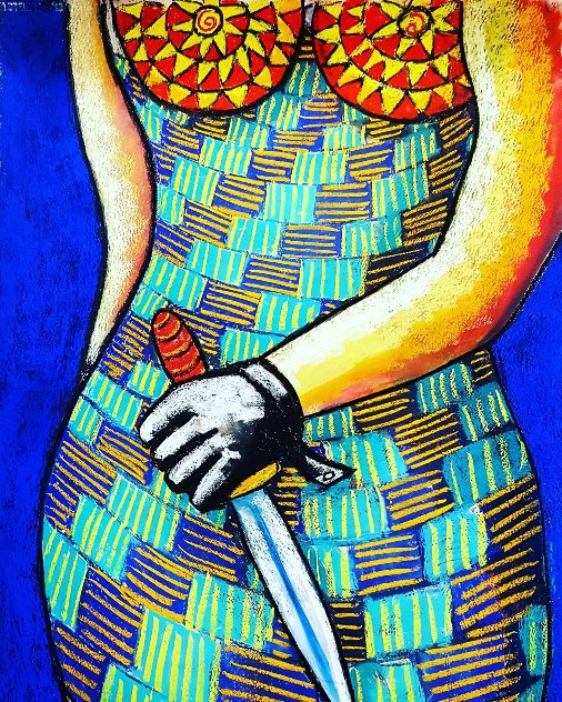 Anniversary, Madonna 60, Cut the Cake Party Girl! 2018 43x28 - Huge Original Painting by Jacques Tange