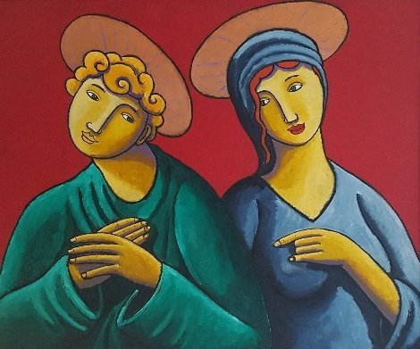 Saints and Lovers 2009 39x47 Huge Original Painting - Jacques Tange