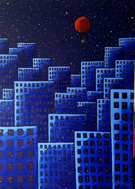 Red Balloon 2018 55x39 Huge Original Painting by Jacques Tange
