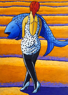 Desert Fish 2019 55x39 Super Huge Original Painting - Jacques Tange Desert Fish 2019 55x39 Super Huge Original Painting - Jacques Tange