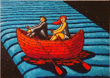 Life Boat 2018 39x55 Huge Original Painting - Jacques Tange Life Boat 2018 39x55 Huge Original Painting - Jacques Tange