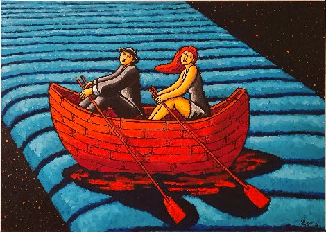 Life Boat 2018 39x55  Huge Original Painting - Jacques Tange