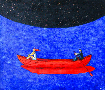 Nightfall 2014 57x49 Huge Original Painting - Jacques Tange Nightfall 2014 57x49 Huge Original Painting - Jacques Tange