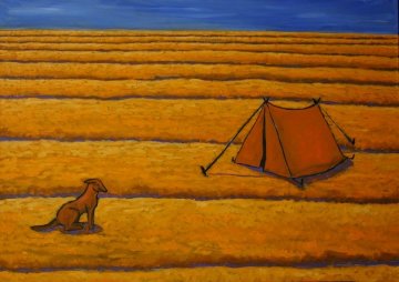 Dessert Dwelling 2014 39x56 Original Painting - Jacques Tange Dessert Dwelling 2014 39x56 Original Painting - Jacques Tange