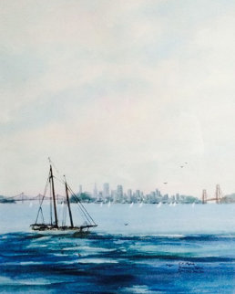 San Francisco Skyline Watercolor 26x22 - California  Watercolor - Rosemary Tapia