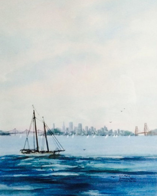 San Francisco Skyline Watercolor 26x22 - California Watercolor by Rosemary Tapia