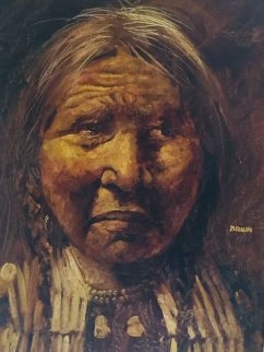 American Indian 1970 45x33 Huge Original Painting - Jorge  Tarallo Braun