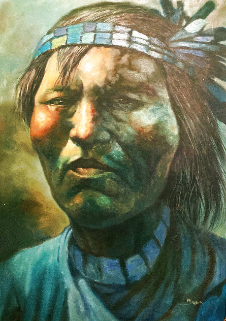 Native American Man in Blue 44x32 Huge Original Painting by Jorge Tarallo Braun