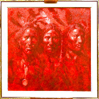 Untitled Native American Portrait 1970 42x42 - Huge Original Painting by Jorge  Tarallo Braun - 1