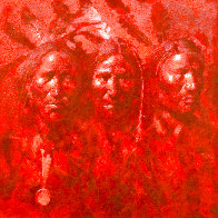 Untitled Native American Portrait 1970 42x42 - Huge Original Painting by Jorge  Tarallo Braun - 0
