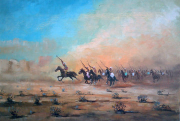 Untitled Horseback Riders 29x37 Original Painting - Jorge  Tarallo Braun