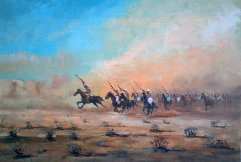Untitled Horseback Riders 29x37 Original Painting - Jorge Tarallo Braun