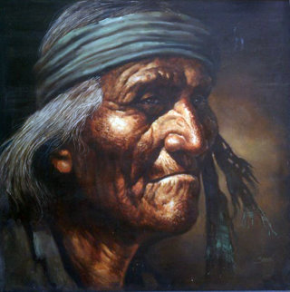 Indian (Portrait) 1976 44x44 Original Painting - Jorge Tarallo Braun Indian (Portrait) 1976 44x44 Original Painting - Jorge Tarallo Braun