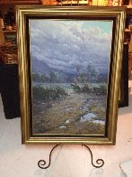 Cowboy in the Valley 1982 36x24 Original Painting by Jorge  Tarallo Braun - 1
