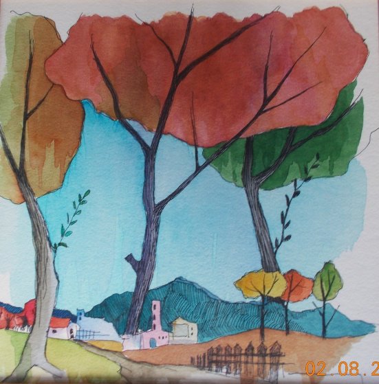 Three Kings 2007 25x25 Watercolor by Itzchak Tarkay Three Kings 2007 25x25 Watercolor by Itzchak Tarkay