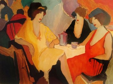 Tea Party 1988 Limited Edition Print - Itzchak Tarkay Tea Party 1988 Limited Edition Print - Itzchak Tarkay